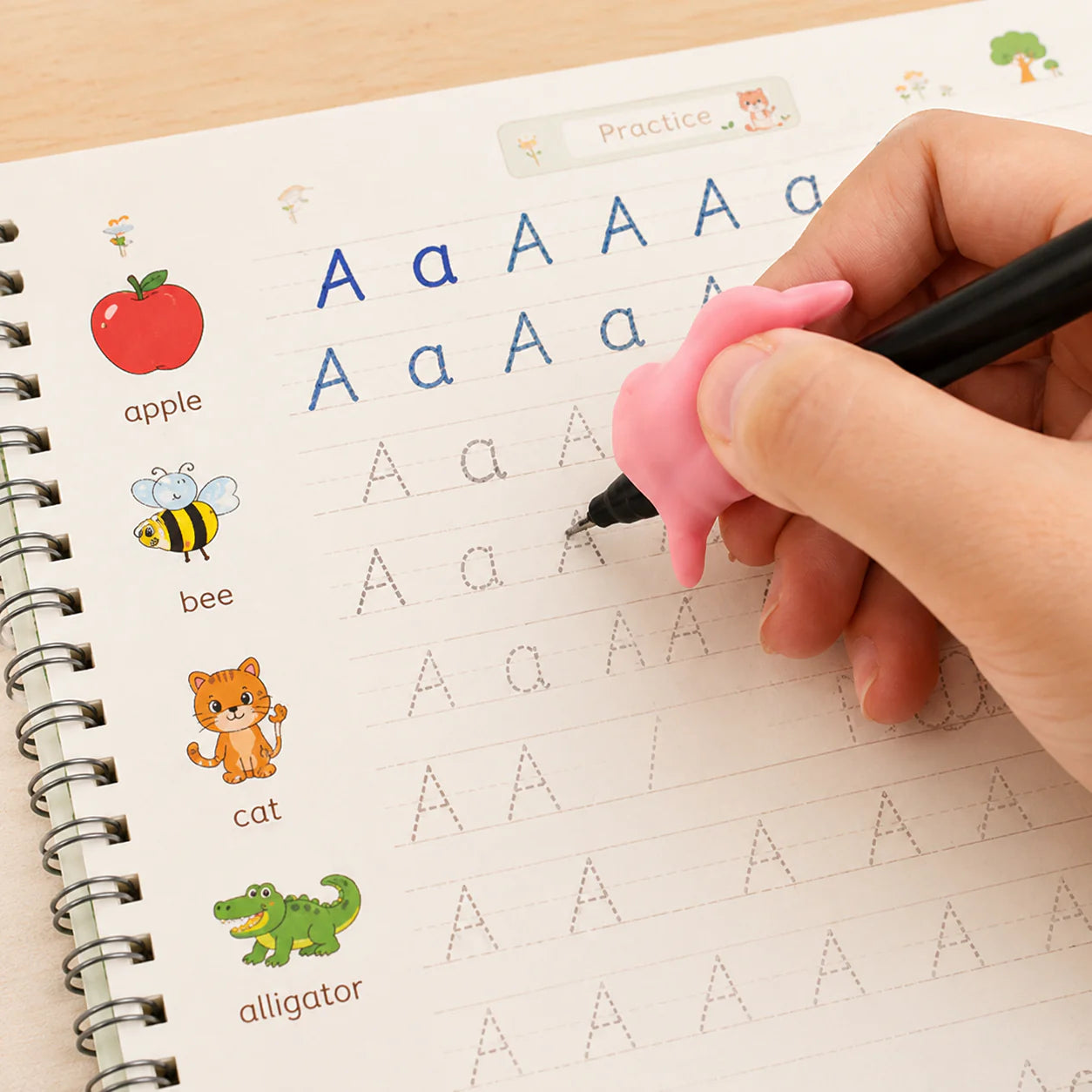 Magic Practice Copybook Set – 4 Handwriting Books with 10 Refills and 1 Grip for Kids
