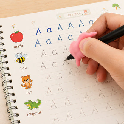 Magic Practice Copybook Set – 4 Handwriting Books with 10 Refills and 1 Grip for Kids