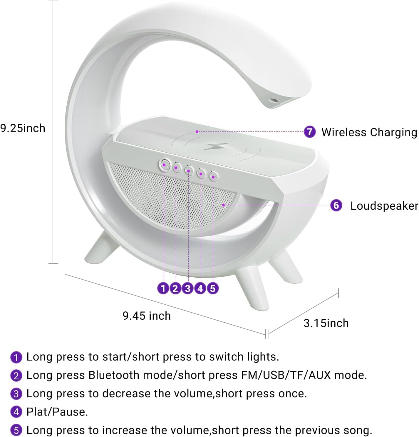 LED Wireless Charging  Speaker
